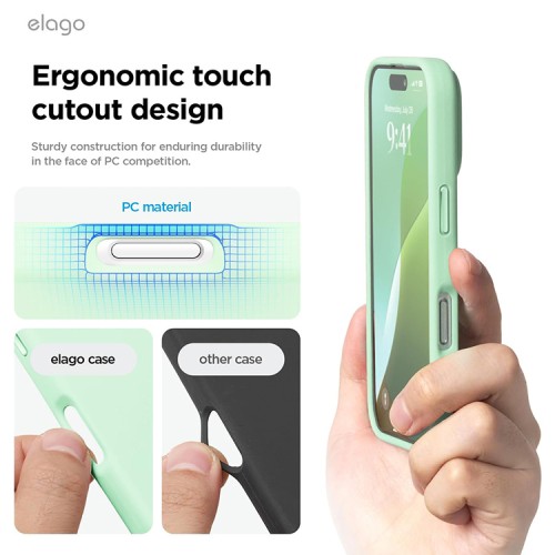Elago для iPhone 16 Pro Max чехол Soft silicone (Liquid) Soft Mint (MagSafe)