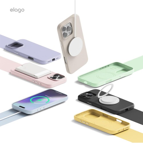 Elago для iPhone 16 Pro Max чехол Soft silicone (Liquid) Soft Mint (MagSafe)
