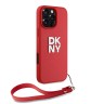 DKNY для iPhone 16 Pro чехол PU Stack metal logo Hard + Hand strap Pink