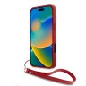 DKNY для iPhone 16 Pro чехол PU Stack metal logo Hard + Hand strap Pink