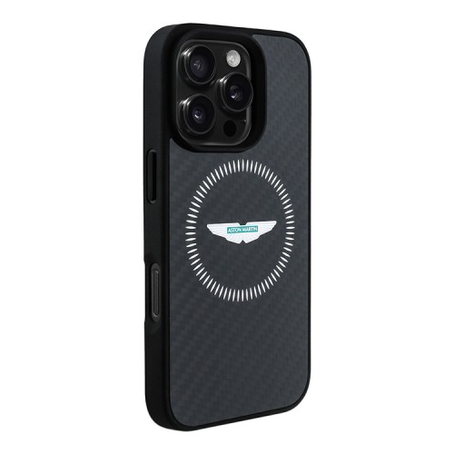 Aston Martin для iPhone 16 Pro чехол Real Carbon Counter Design Hard Black (MagSafe)