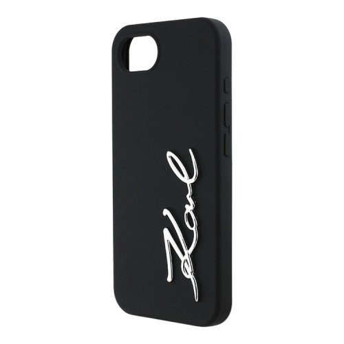 Karl Lagerfeld для iPhone 16e чехол Liquid silicone Signature Metal logo Hard Black