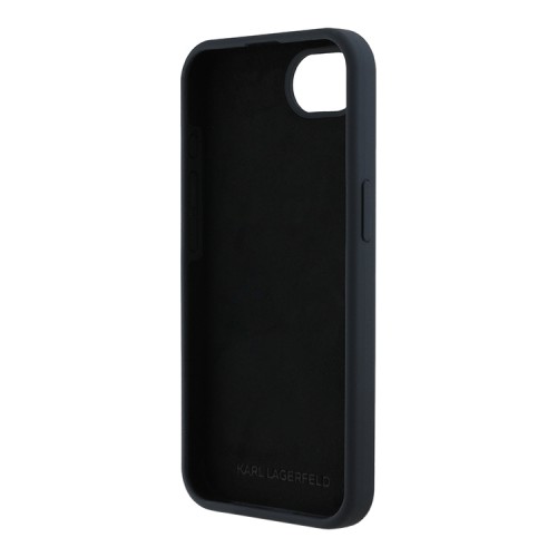 Karl Lagerfeld для iPhone 16e чехол Liquid silicone Signature Metal logo Hard Black