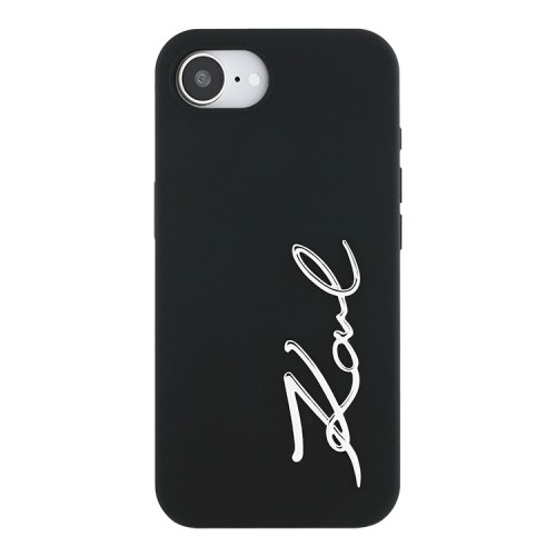 Karl Lagerfeld для iPhone 16e чехол Liquid silicone Signature Metal logo Hard Black