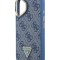Guess для iPhone 16 чехол PU 4G Triangle metal logo and Camera Stand Hard Blue (MagSafe)