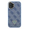 Guess для iPhone 16 чехол PU 4G Triangle metal logo and Camera Stand Hard Blue (MagSafe)