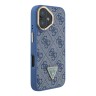 Guess для iPhone 16 чехол PU 4G Triangle metal logo and Camera Stand Hard Blue (MagSafe)