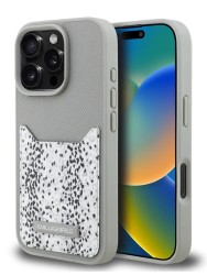 Karl Lagerfeld для iPhone 16 Pro Max чехол Cardslot PU Grained leather Leopard pocket Hard Grey