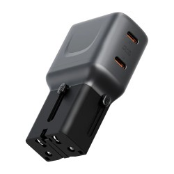 Energea СЗУ TravelGo adapter 45, 2USB-C PD45W 150 countries Gunmetal/Black