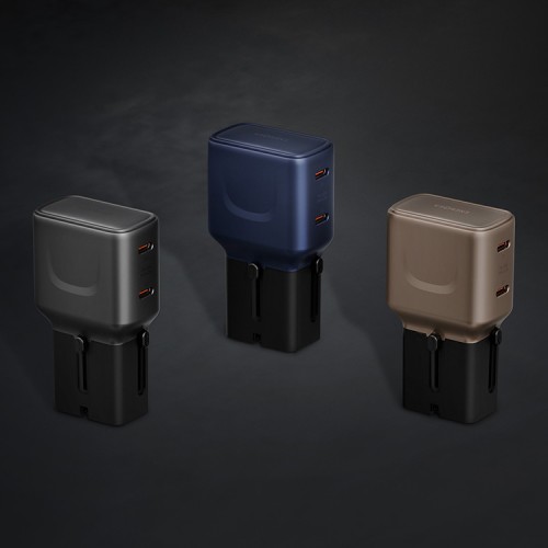 Energea СЗУ TravelGo adapter 45, 2USB-C PD45W 150 countries Gunmetal/Black