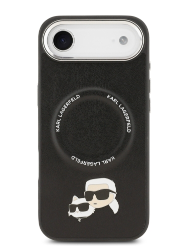Karl Lagerfeld для iPhone Air чехол PU NFT Karl & Choup heads Metal pin & Cam Hard Black (MagSafe)