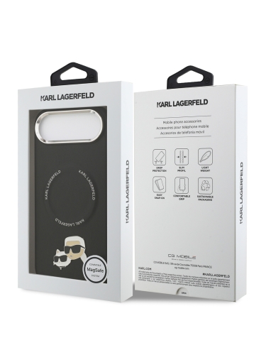 Karl Lagerfeld для iPhone Air чехол PU NFT Karl & Choup heads Metal pin & Cam Hard Black (MagSafe)