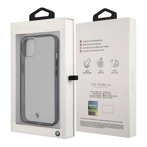 Чехол BMW Signature Hard Transparent Black edges для iPhone 13, черная рамка