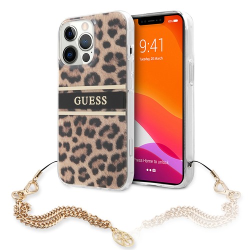 Чехол Guess Leopard Hard +Gold charm для iPhone 13 Pro Max
