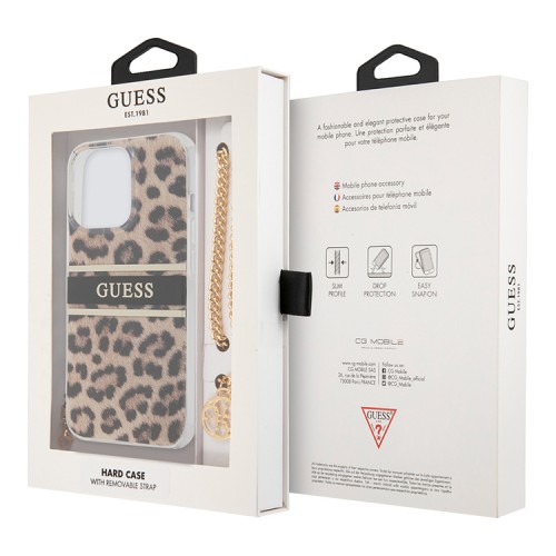 Чехол Guess Leopard Hard +Gold charm для iPhone 13 Pro Max