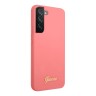Чехол Guess Liquid Silicone Gold Metal logo для Galaxy S22 Plus, Fushia
