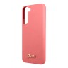 Чехол Guess Liquid Silicone Gold Metal logo для Galaxy S22 Plus, Fushia