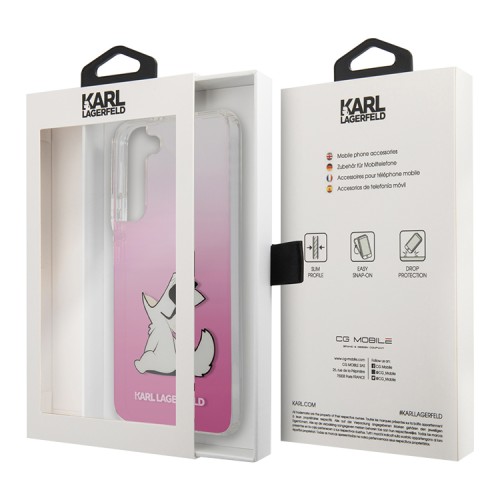 Чехол Karl Lagerfeld Choupette Fun Hard Gradient для Galaxy S22 Plus, розовый