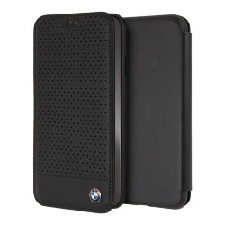 Кожаный чехол BMW Signature Perforated Booktype для iPhone XS Max, черный