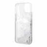 Чехол Lagerfeld Liquid glitter NFT Karl head Hard для iPhone 14, серебристый