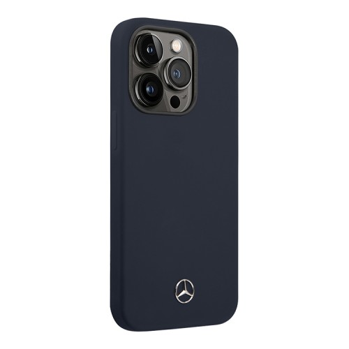 Чехол Mercedes Liquid Silicone для iPhone 14 Pro, тёмно-синий (Navy)