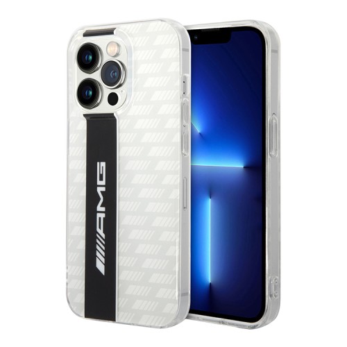 Чехол AMG Double layer Carbon pattern для iPhone 14 Pro Max, белый