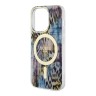 Чехол Guess Leopard Hard для iPhone 14 Pro, синий/золотой (MagSafe)