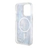 Чехол Guess Leopard Hard для iPhone 14 Pro, синий/золотой (MagSafe)