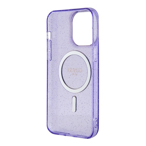 Чехол Guess Glitter Metal outline Hard для iPhone 13 Pro Max, фиолетовый/золотой (MagSafe)