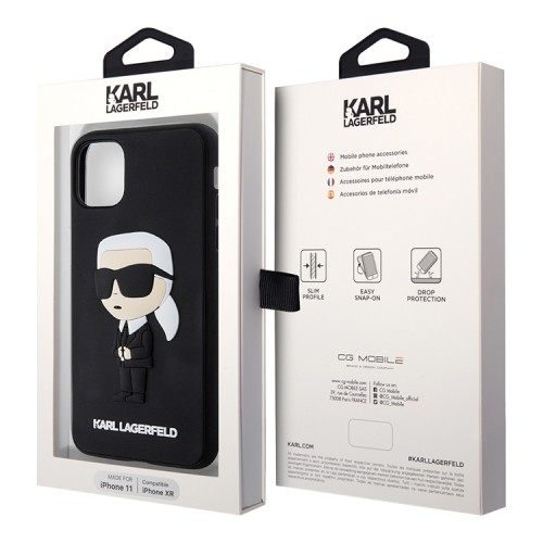 Чехол Lagerfeld 3D Rubber NFT Karl Ikonik Hard для iPhone 11/XR, черный