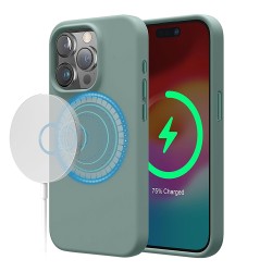 Elago для iPhone 15 Pro Max чехол Soft silicone (Liquid) Midnight Green (MagSafe)
