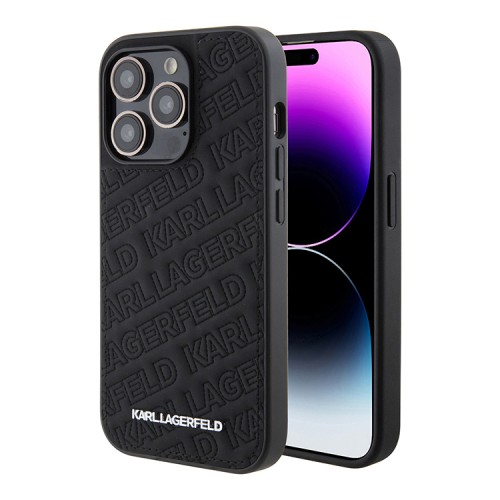 Karl Lagerfeld для iPhone 15 Pro чехол PU Quilted Logo pattern Hard Black