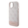 Guess для iPhone 15 чехол PU 4G Bottom stripe Metal logo Hard Pink