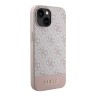 Guess для iPhone 15 чехол PU 4G Bottom stripe Metal logo Hard Pink