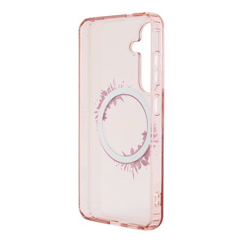 Guess для Galaxy S24 чехол PC/TPU Flowers Wreath Hard Pink (MagSafe)