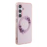 Guess для Galaxy S24 чехол PC/TPU Flowers Wreath Hard Pink (MagSafe)