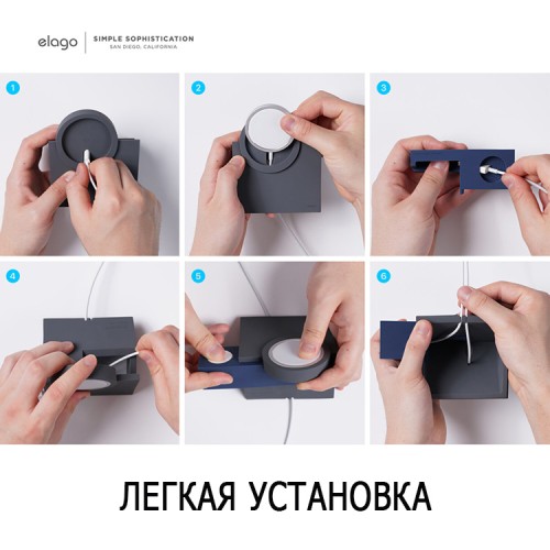 Elago подставка MagSafe Stand MS5 Duo iPhone/Apple Watch Grey/Blue