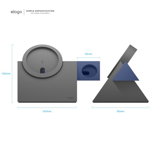 Elago подставка MagSafe Stand MS5 Duo iPhone/Apple Watch Grey/Blue