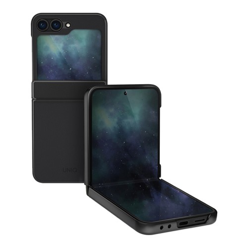 Uniq чехол для Galaxy Z Flip 6 ORA Premium leatherette Black