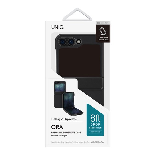 Uniq чехол для Galaxy Z Flip 6 ORA Premium leatherette Black