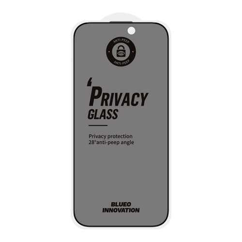 BlueO стекло для iPhone 16 Pro Max, Anti-peep Matte Black (антишпион матовое)