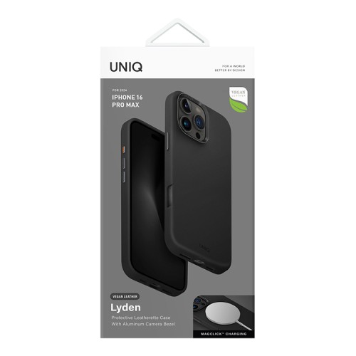 Uniq для iPhone 16 Pro Max чехол кожаный Lyden Black (Magsafe)