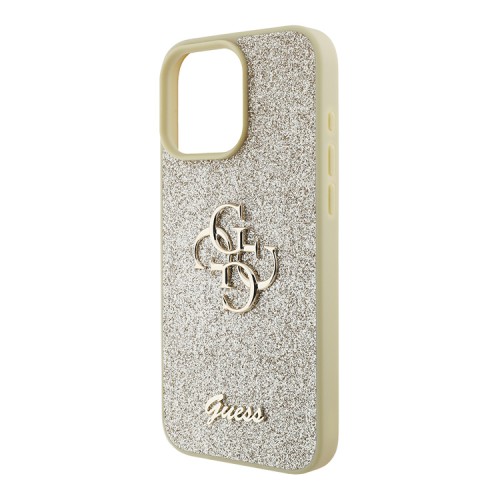 Guess для iPhone 16 Pro Max чехол Fixed Glitters 4G Big metal logo Gold