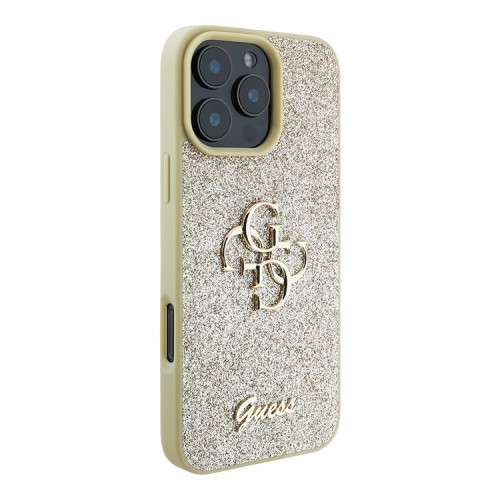 Guess для iPhone 16 Pro Max чехол Fixed Glitters 4G Big metal logo Gold