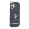 U.S. Polo для iPhone 16 чехол PC/TPU Double Horse logo Tricolor stripes Black