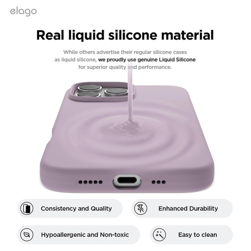 Elago для iPhone 16 Pro Max чехол Soft silicone (Liquid) Soft Purple