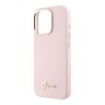 Guess для iPhone 16 Pro чехол Liquid silicone Gold metal logo & Camera frame Hard Pink