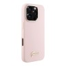 Guess для iPhone 16 Pro чехол Liquid silicone Gold metal logo & Camera frame Hard Pink