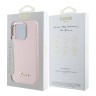 Guess для iPhone 16 Pro чехол Liquid silicone Gold metal logo & Camera frame Hard Pink