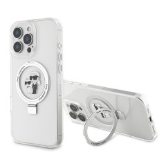 Karl Lagerfeld для iPhone 16 Pro Max чехол PC/TPU + Ring stand NFT Karl &amp; Choupette Hard Transparent (MagSafe)